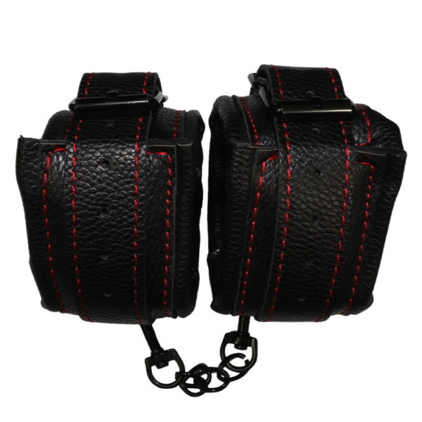 Black Genuine Leather Cuffs - Image 3