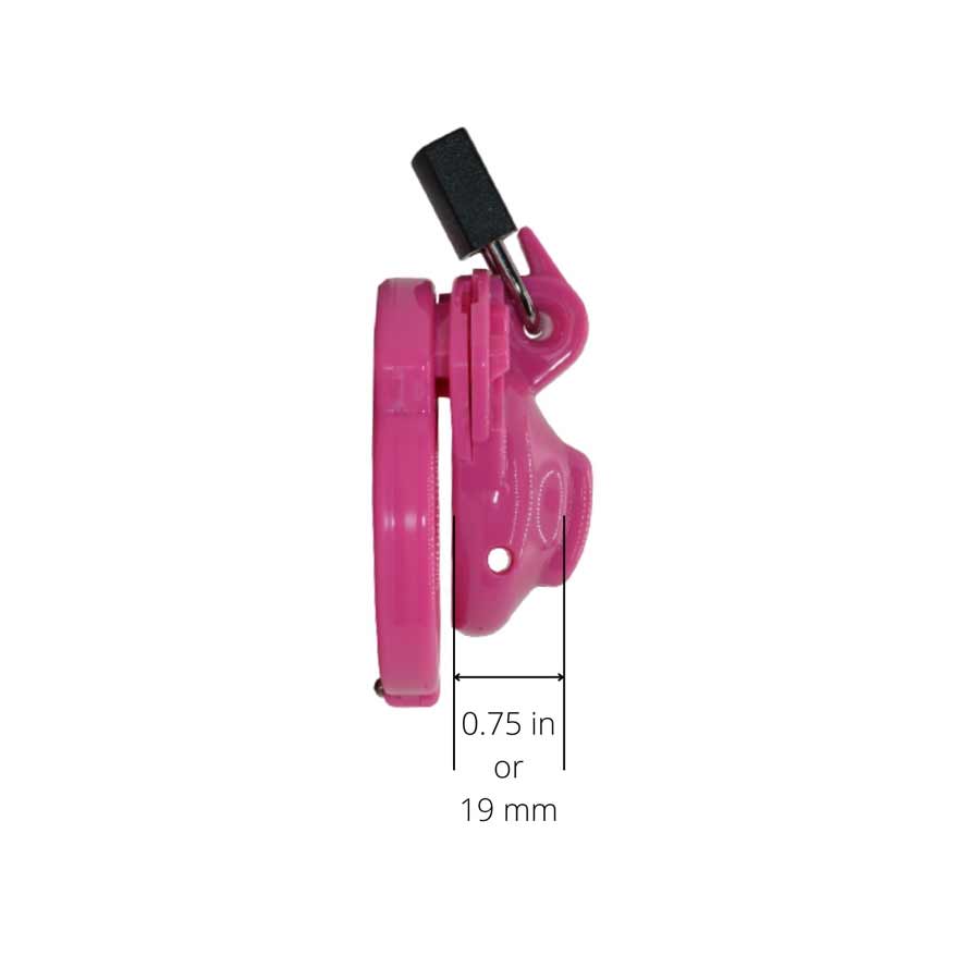 the vice clitty chastity cage for sissies in pink side view