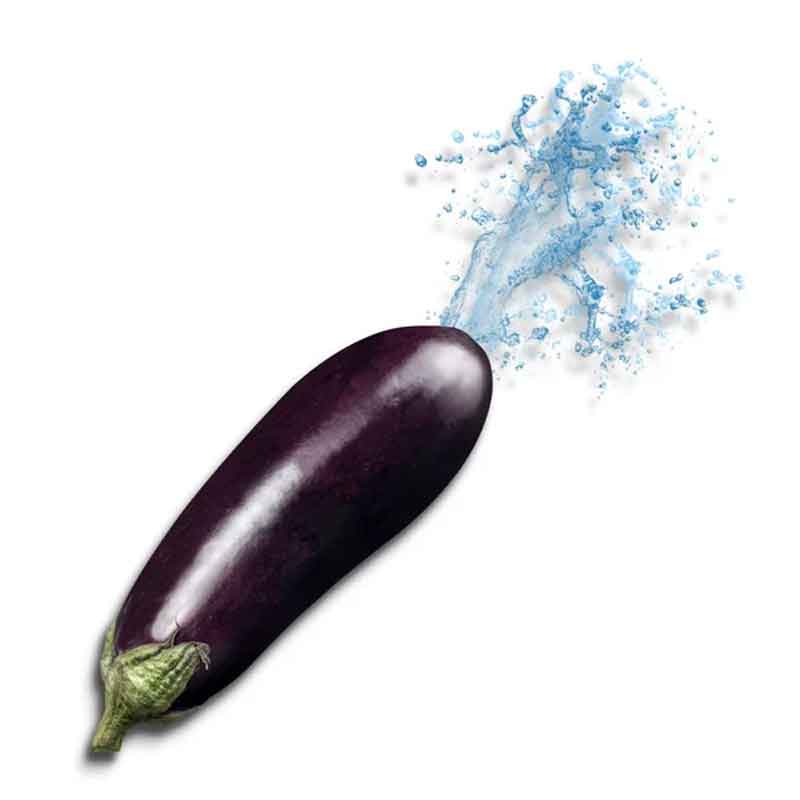 picture of an eggplant shooting water to represent the potential chastity orgasm