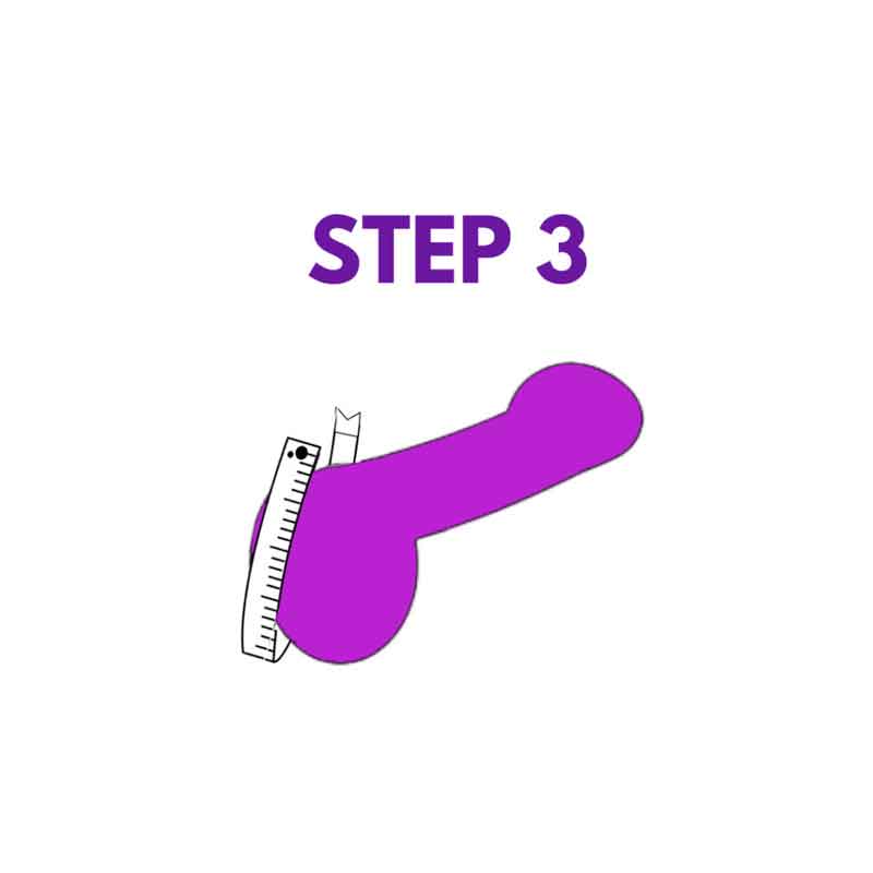 step 3 in measuring chastity cage sizing is measuring the circumference